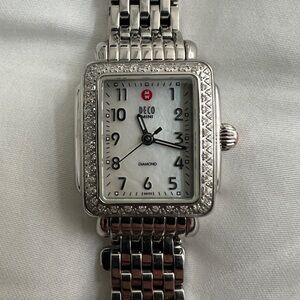 Michele Deco Mini Diamond Bezel MOP ARB Dial Stainless Steel 12m Bracelet
